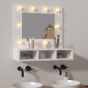 Mueble con espejo y luces LED blanco brillante 60x31,5x62 cm