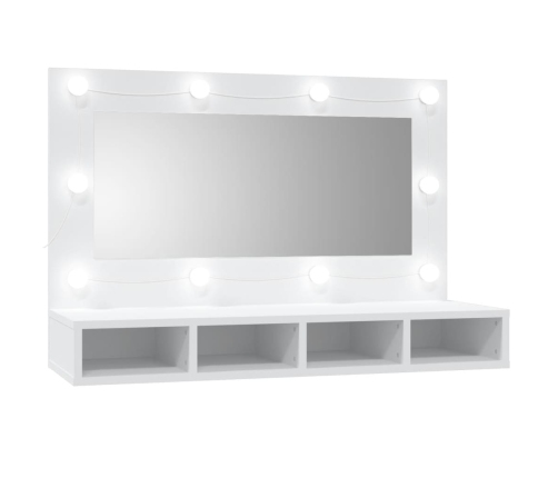 Mueble con espejo y luces LED blanco 90x31,5x62 cm