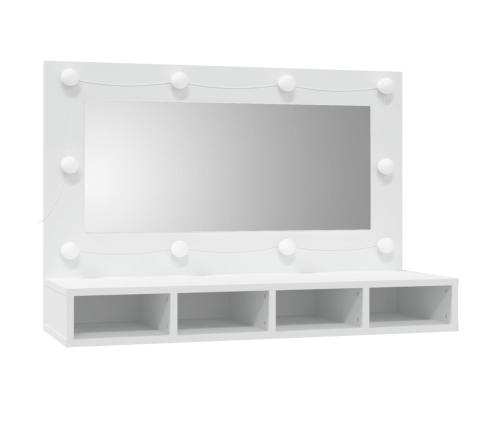 Mueble con espejo y luces LED blanco 90x31,5x62 cm