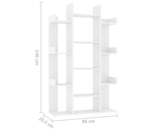 Estantería librería madera contrachapada blanco 86x25,5x140 cm