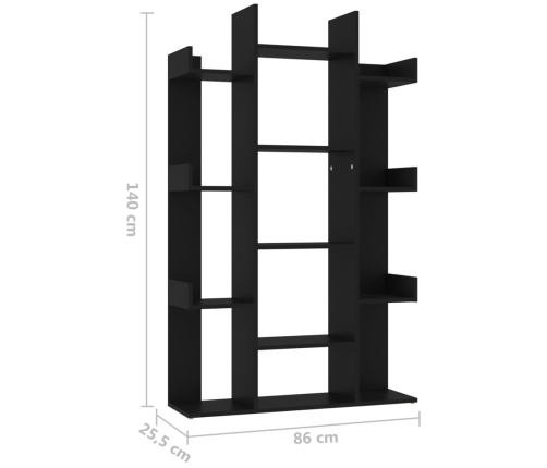 Librería de madera contrachapada negro 86x25,5x140 cm