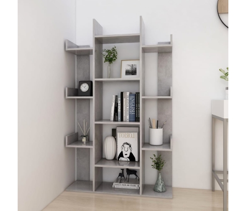 Librería de madera contrachapada gris hormigón 86x25,5x140 cm