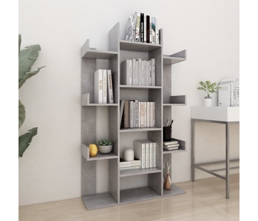 Librería de madera contrachapada gris hormigón 86x25,5x140 cm