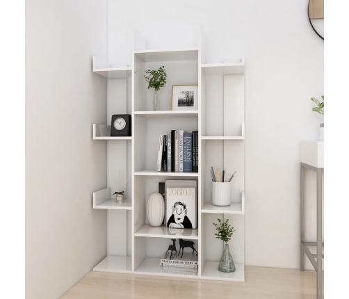 Librería de madera contrachapada blanco brillante 86x25,5x140cm