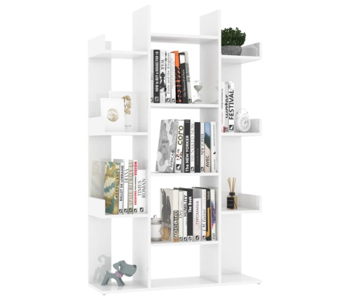 Librería de madera contrachapada blanco brillante 86x25,5x140cm