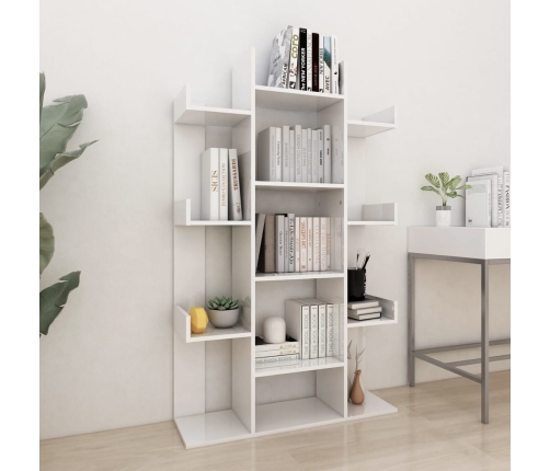 Librería de madera contrachapada blanco brillante 86x25,5x140cm