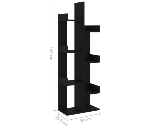 vidaXL Armario de libros madera contrachapada negro 48x25,5x140 cm