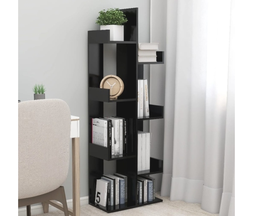 vidaXL Armario de libros madera contrachapada negro 48x25,5x140 cm