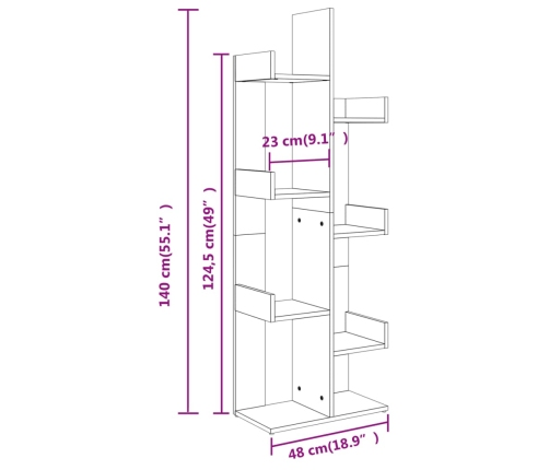 Estantería de madera de ingeniería gris hormigón 48x25,5x140 cm