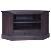 Mueble de TV esquinero caoba maciza negro claro 80x40x49 cm