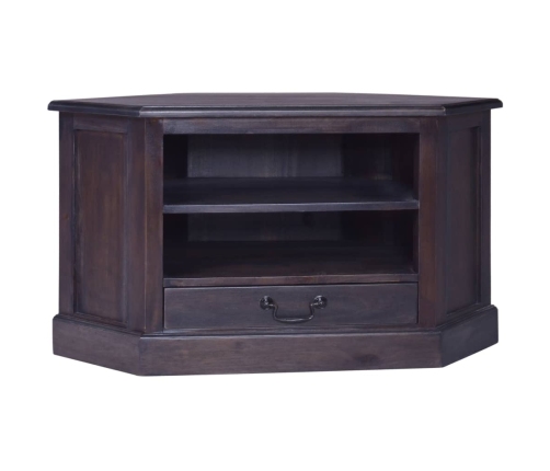 Mueble de TV esquinero caoba maciza negro claro 80x40x49 cm