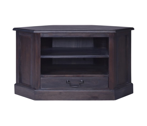 Mueble de TV esquinero caoba maciza negro claro 80x40x49 cm