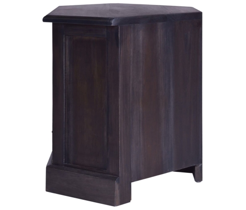 Mueble de TV esquinero caoba maciza negro claro 80x40x49 cm