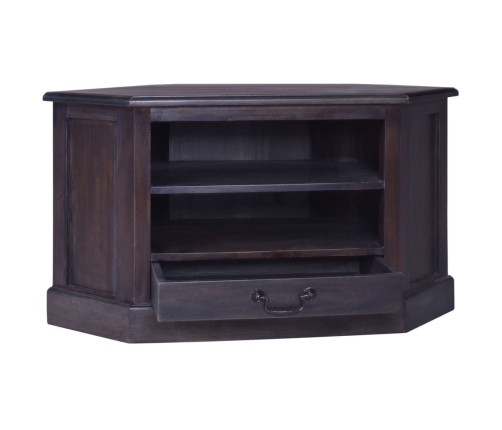 Mueble de TV esquinero caoba maciza negro claro 80x40x49 cm