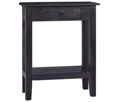 Mesa consola con cajón madera maciza de caoba negro 60x30x75 cm