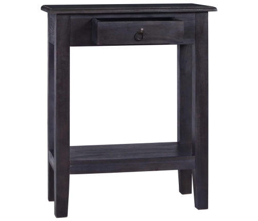 Mesa consola con cajón madera maciza de caoba negro 60x30x75 cm