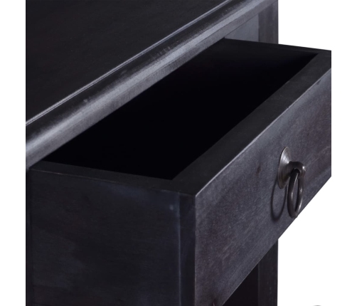 Mesa consola con cajón madera maciza de caoba negro 60x30x75 cm