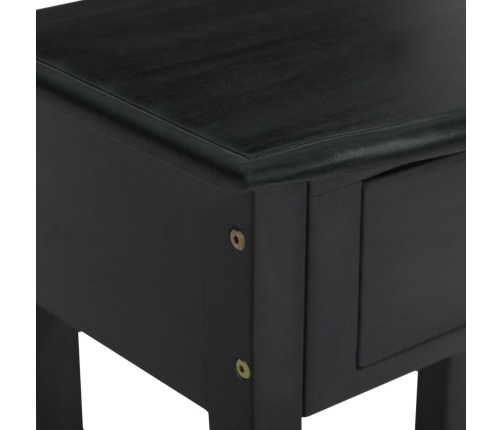 Mesa consola con cajones madera maciza caoba negro 50x30x75 cm