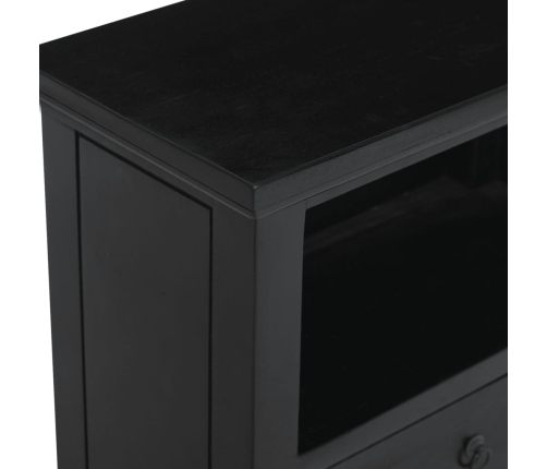 Mesita de noche madera maciza de caoba negro 60x30x75 cm