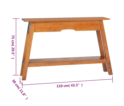 Mesa consola madera maciza de caoba 110x30x75 cm