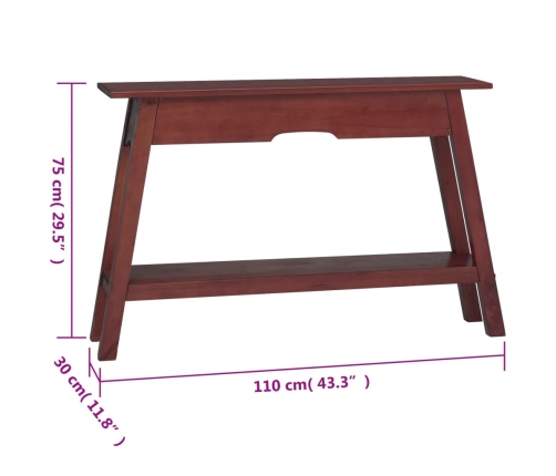 Mesa consola madera maciza de caoba marrón 110x30x75 cm