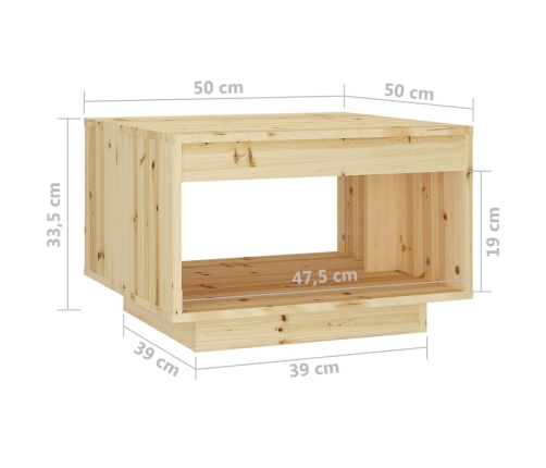 vidaXL Mesa de centro de madera maciza de abeto 50x50x33,5 cm