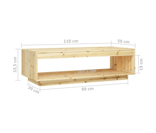 Mesa de centro de madera maciza de abeto 110x50x33,5 cm