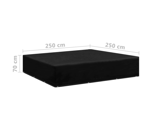 Fundas de muebles de jardín 2 uds 12 ojales 250x250x70 cm