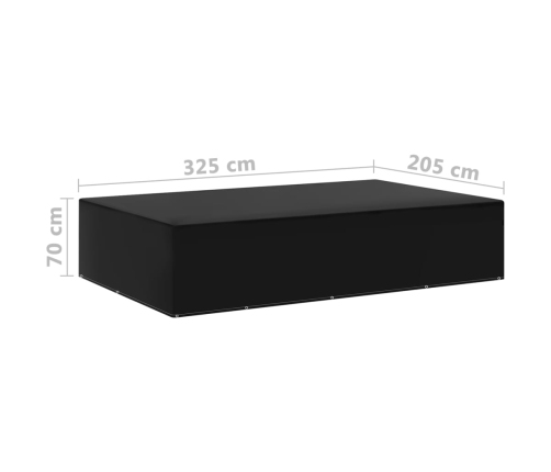 Fundas de muebles de jardín 2 uds 12 ojales 325x205x70 cm