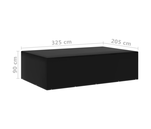 Fundas de muebles de jardín 2 uds 12 ojales 325x205x90 cm