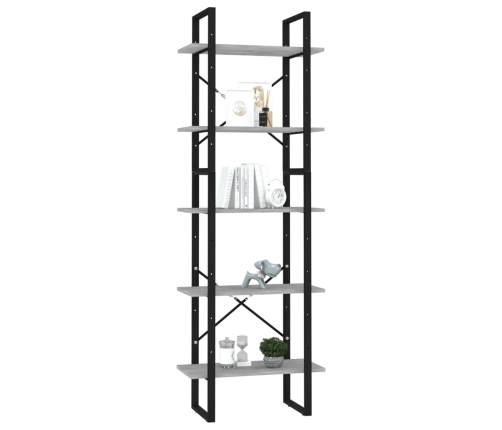 Estantería de 5 niveles madera de ingeniería gris 60x30x175 cm