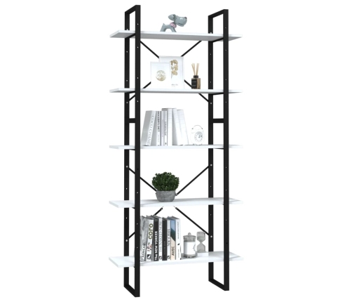 Estantería 5 niveles madera de ingeniería blanca 80x30x175 cm