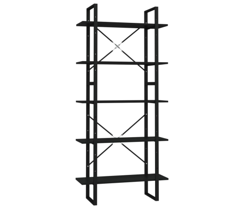 Estantería de 5 niveles madera de ingeniería negra 80x30x175 cm