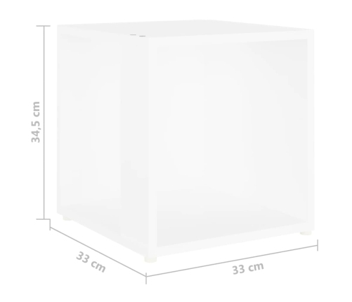 Mesa auxiliar de madera contrachapada blanco 33x33x34,5 cm