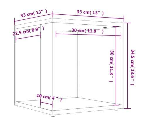 Mesa auxiliar madera contrachapada roble Sonoma 33x33x34,5 cm