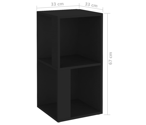 Mueble de esquina madera contrachapada negro 33x33x67 cm