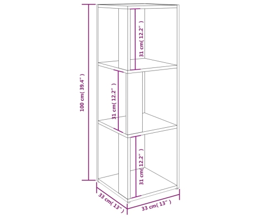 Mueble de esquina madera contrachapada negro 33x33x100 cm