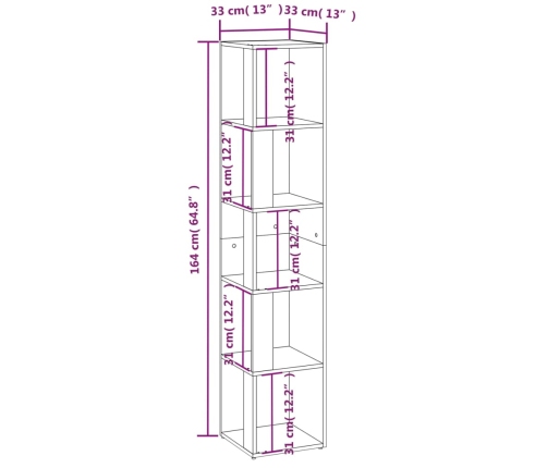 Mueble de esquina madera contrachapada blanco 33x33x164,5 cm