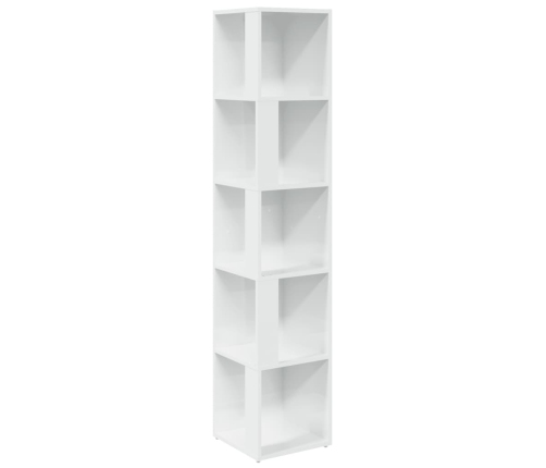 Mueble esquina madera contrachapada blanco brillo 33x33x164,5cm