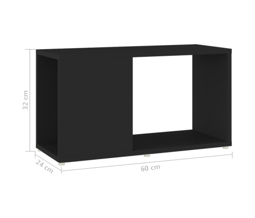 Mueble de TV madera contrachapada negro 60x24x32 cm