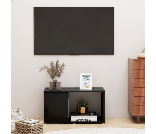 Mueble de TV madera contrachapada negro 60x24x32 cm