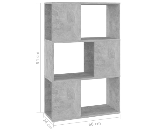 Librería separador contrachapada gris hormigón 60x24x94 cm