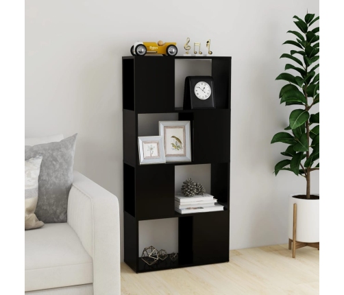 Librería separador madera contrachapada negro 60x24x124,5 cm