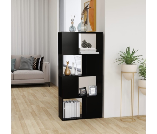 Librería separador madera contrachapada negro 60x24x124,5 cm