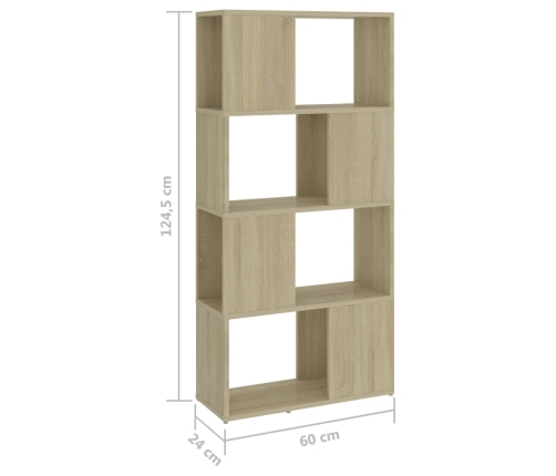 Librería separador contrachapada roble Sonoma 60x24x124,5 cm