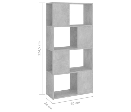 Estantería divisor de espacios gris hormigón 60x24x124,5 cm