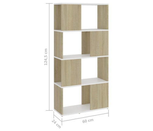 Estantería divisor espacio blanco y roble Sonoma 60x24x124,5 cm