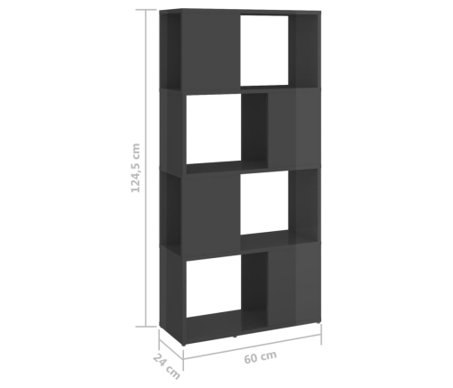 Estantería/divisor de espacios gris brillo 60x24x124,5 cm