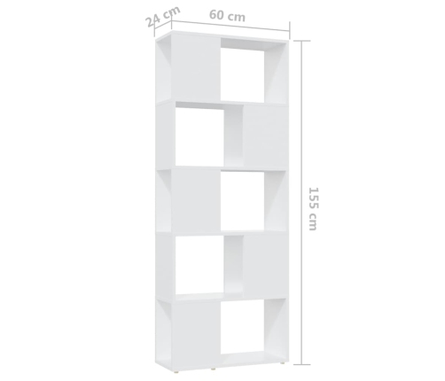 Librería separador madera contrachapada blanco 60x24x155 cm