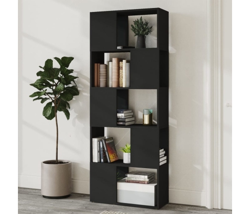 Librería separador madera contrachapada negro 60x24x155 cm